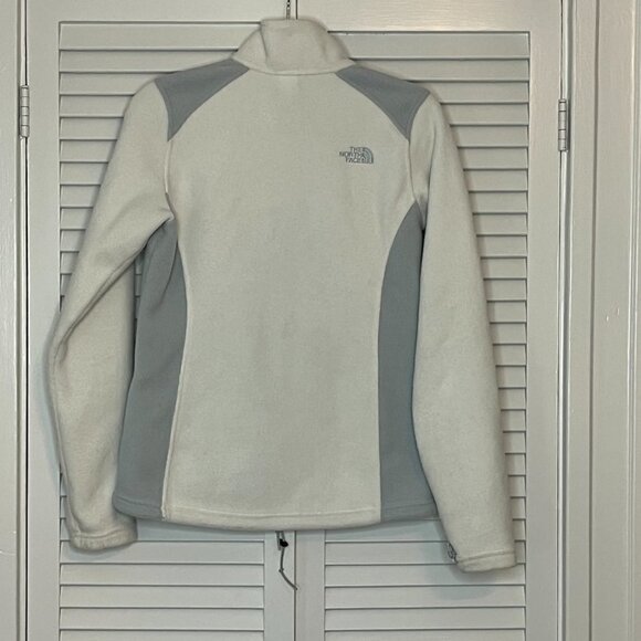 The North Face women's full-zip fleece jacket cream with pale blue accents small - Picture 5 of 7